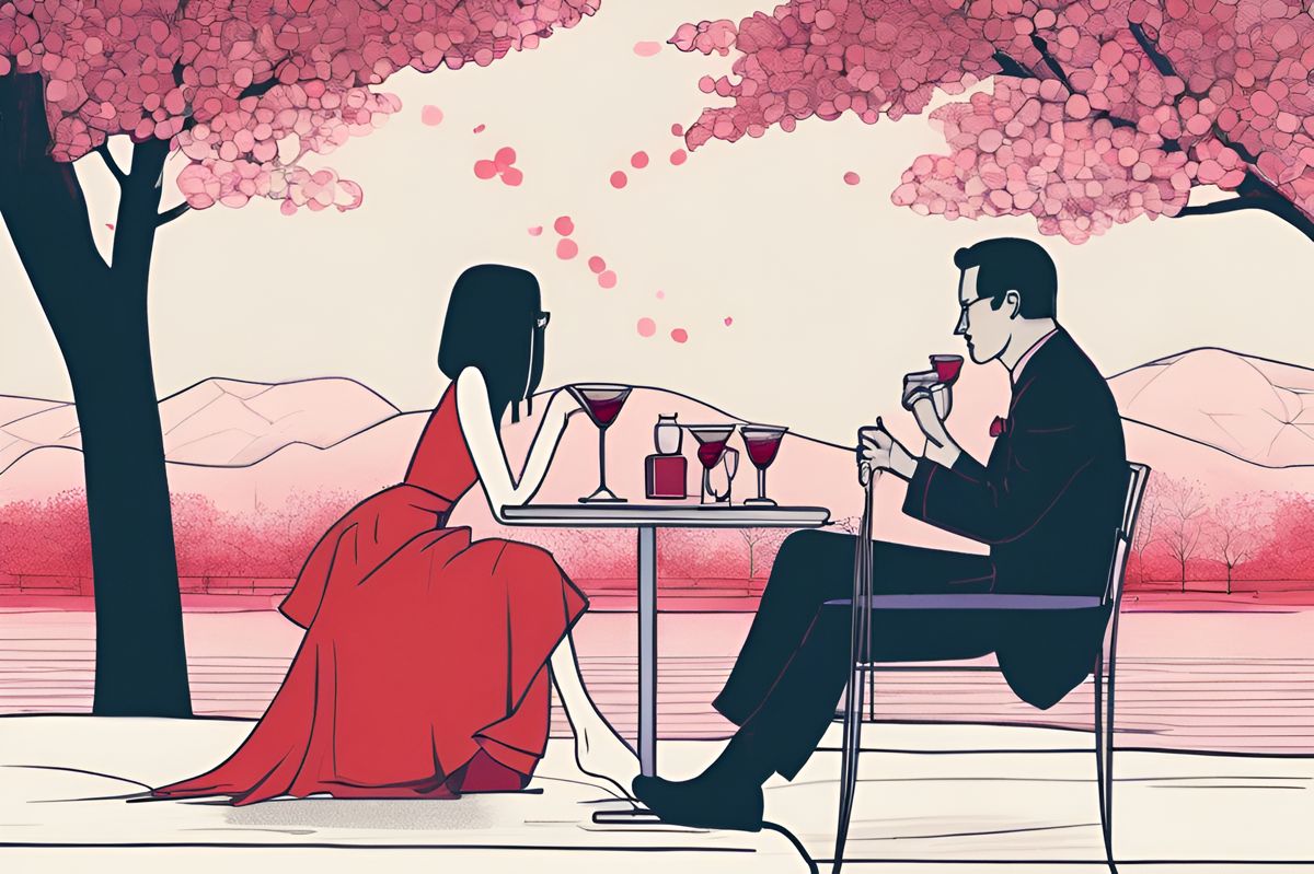 cherry blossoms romantic restaurant