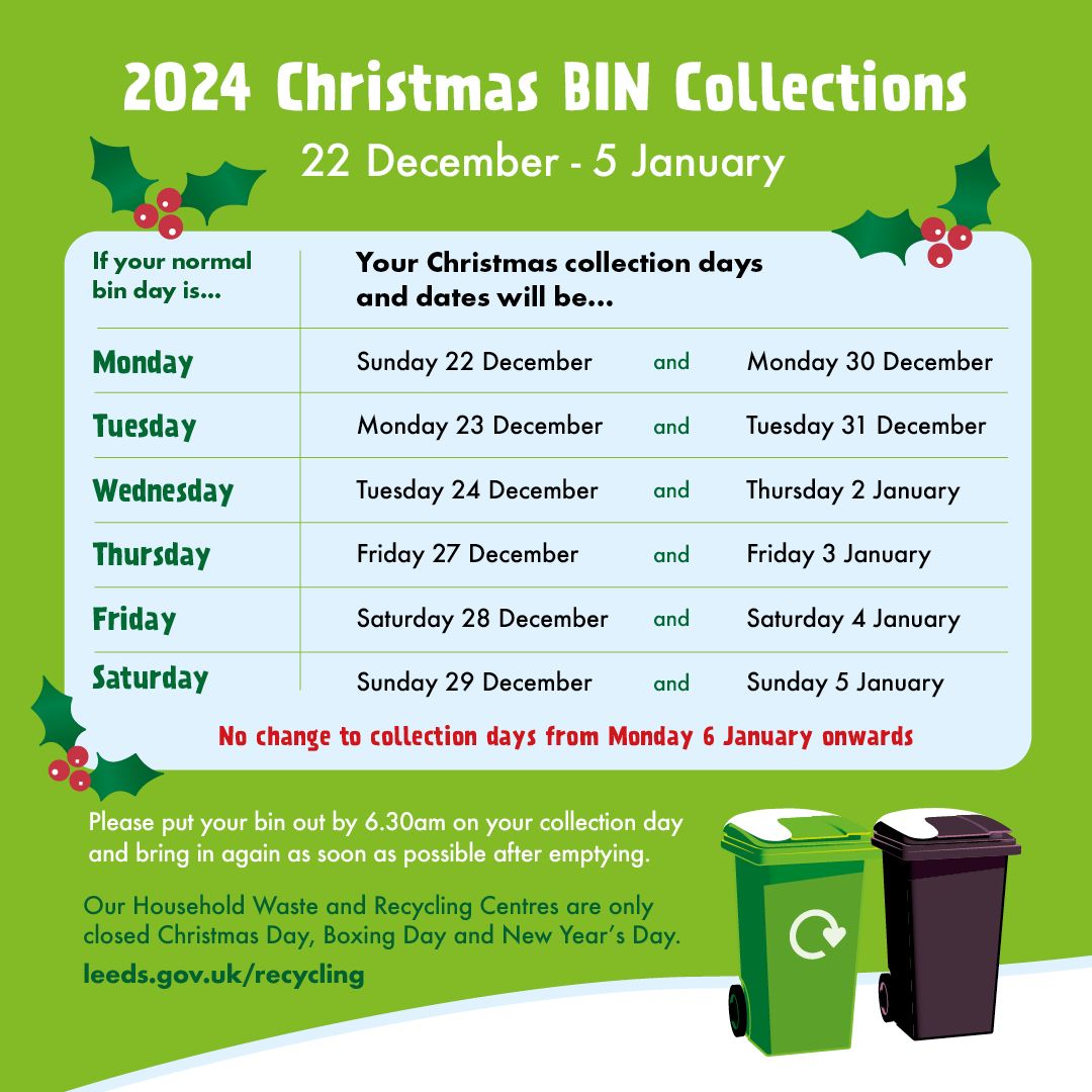 leeds christmas bin collection glass recycling